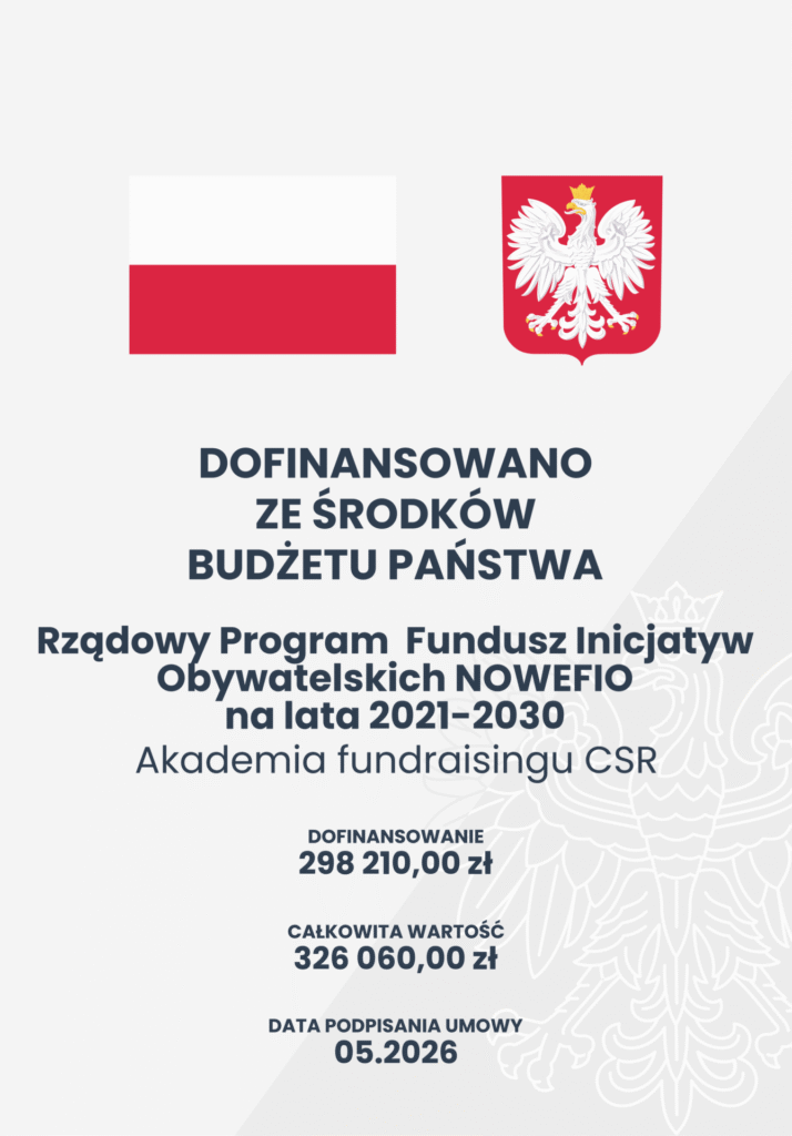 plakat ministerialny projektu - dane zgodne z treścią poniżej, na plakacie znajduje się godło i flaga Polski